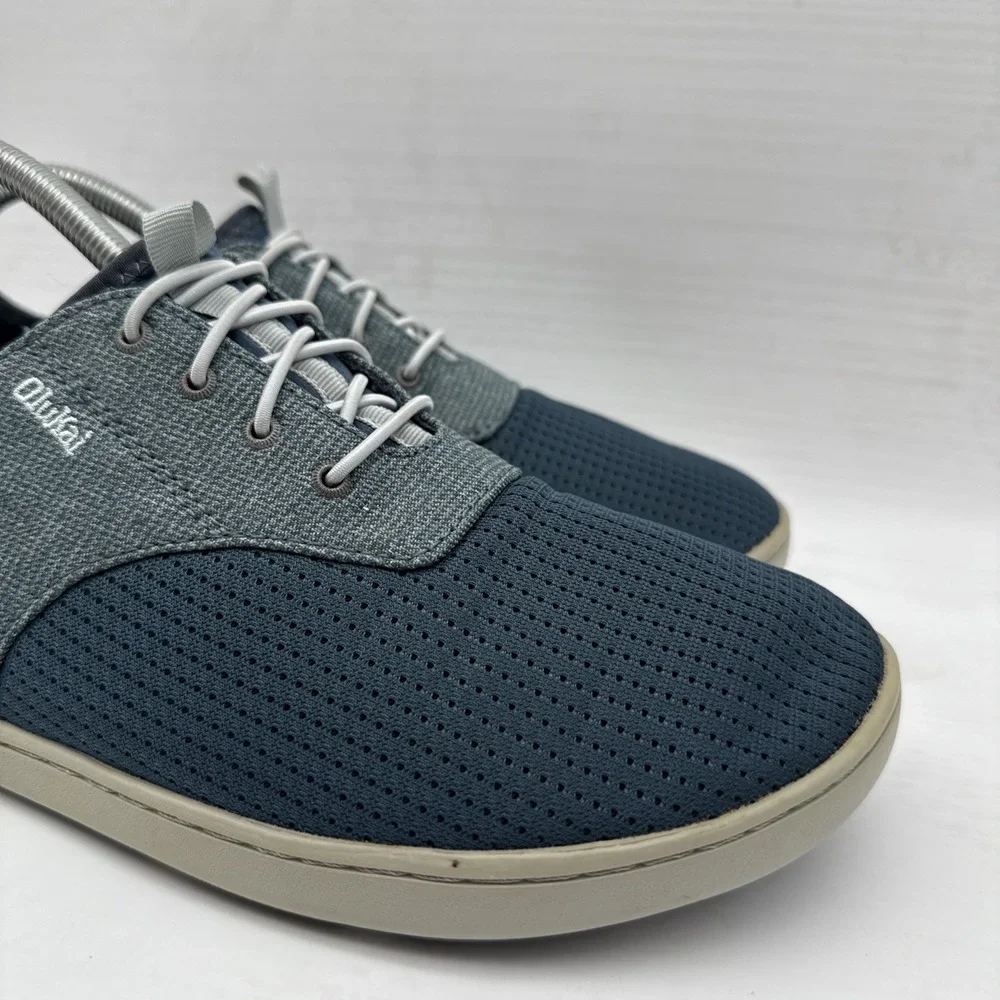 Olukai Nohea Moku Mens Size 8 Blue Mesh Boat Shoes Sneakers No Tie Slip On